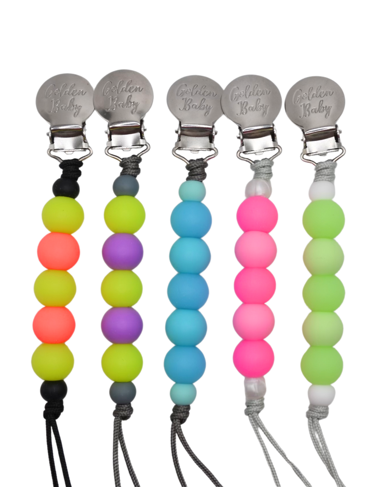Glow in the Dark Pacifier Clip // Yellow & Neon Pink