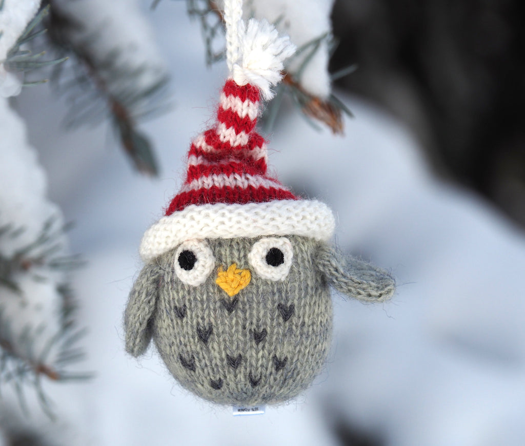 Owls with Hats Ornament- set of 3
