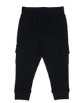 Kids Solid Pocket Joggers - Black
