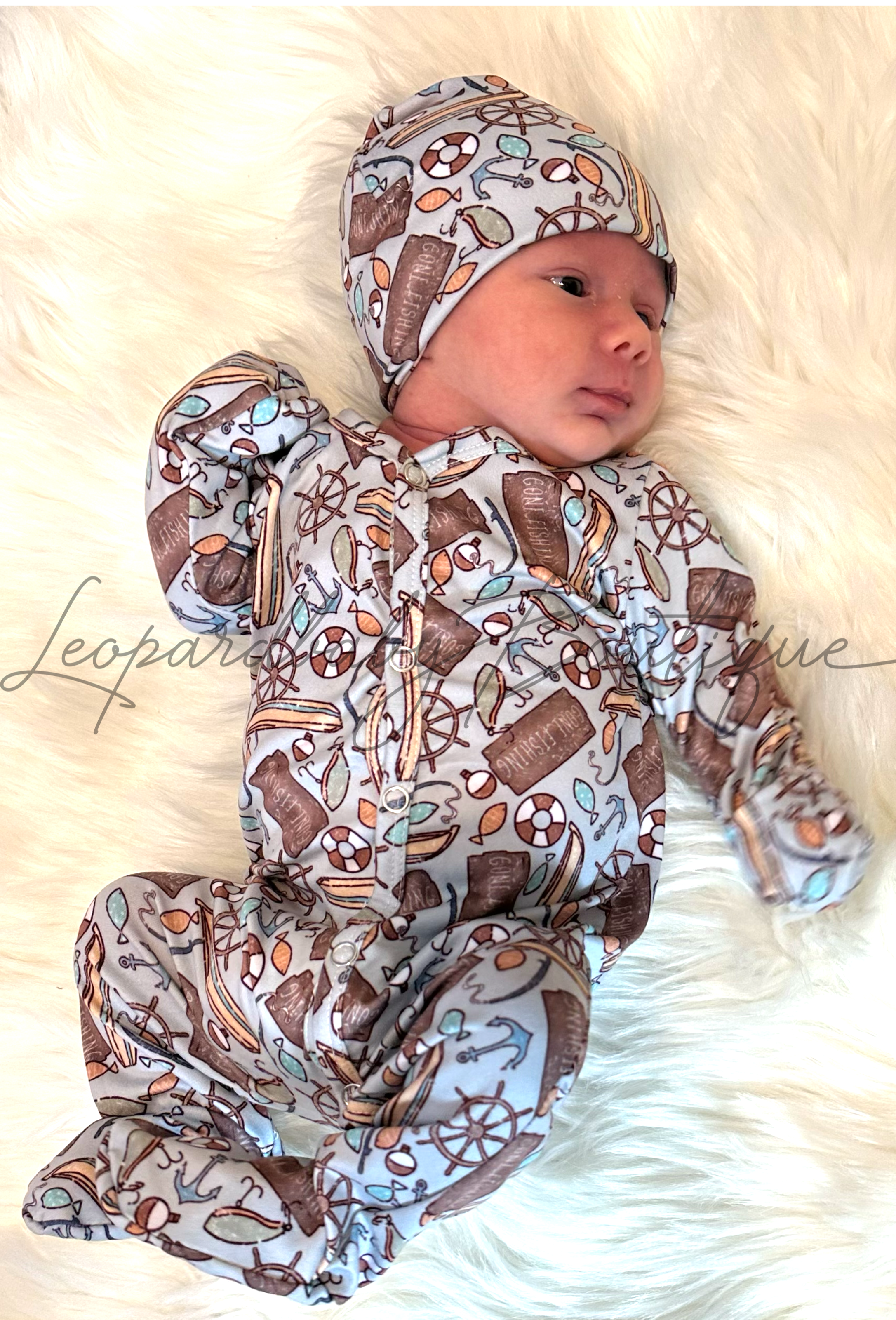 NEWBORN gone fishing sleeper Set