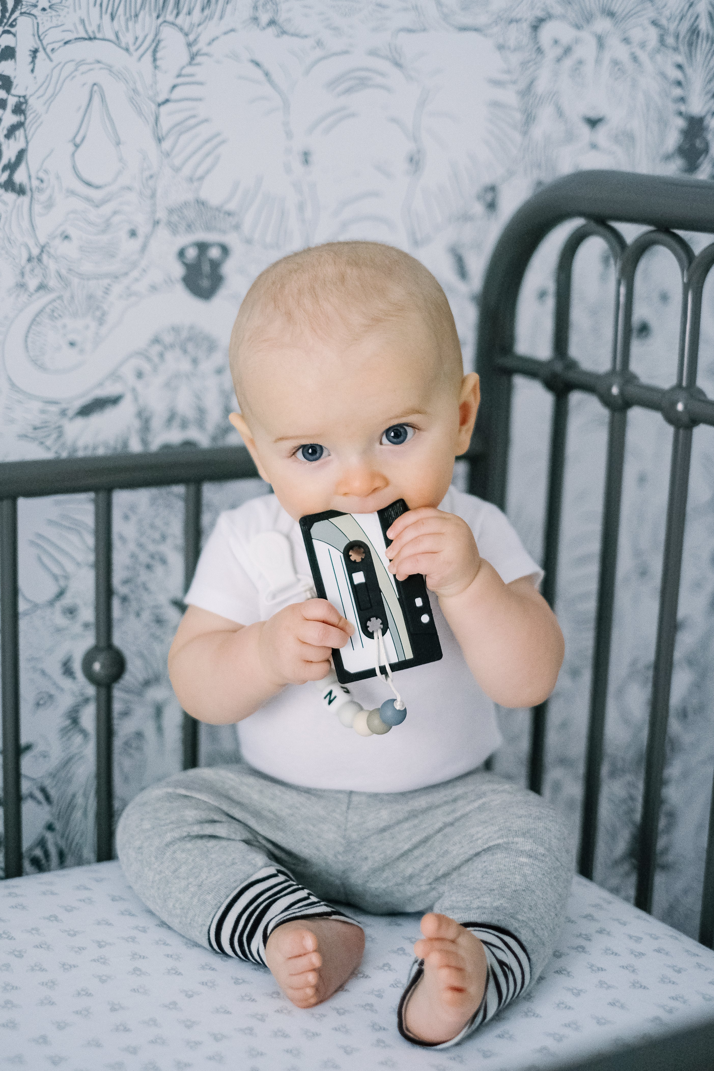 Personalized Cassette Tape Teether - Limited Edition Baby Pacifier Clip & Teether Leash
