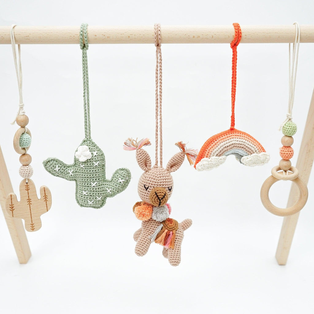 Handmade Crochet Toys for Baby Gym | Boho Desert