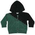 Kids Diagonal Dip Dye Zip Hoodie - Black/Hunter
