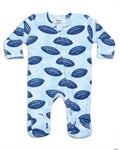 Baby Zipper Footie - Blue Football