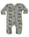 Baby Zipper Footie - Construction on Heather