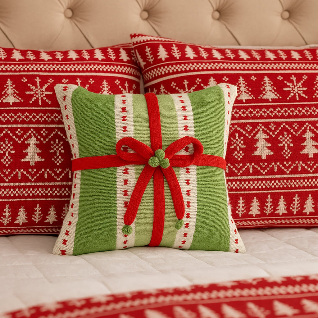 Green Stripe Gift 10" Pillow