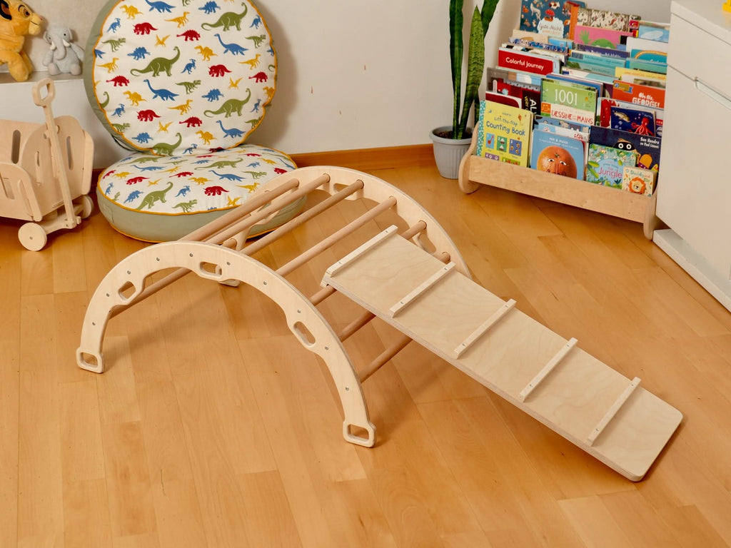 Montessori Indoor Playground | Pikler Triangle & Climbing Arch & 2in1 Ramp & Pillow