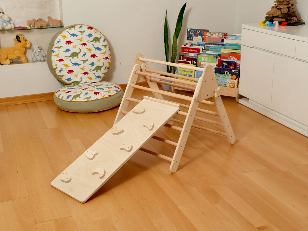 Montessori Indoor Playground | Pikler Triangle & Climbing Arch & 2in1 Ramp & Pillow