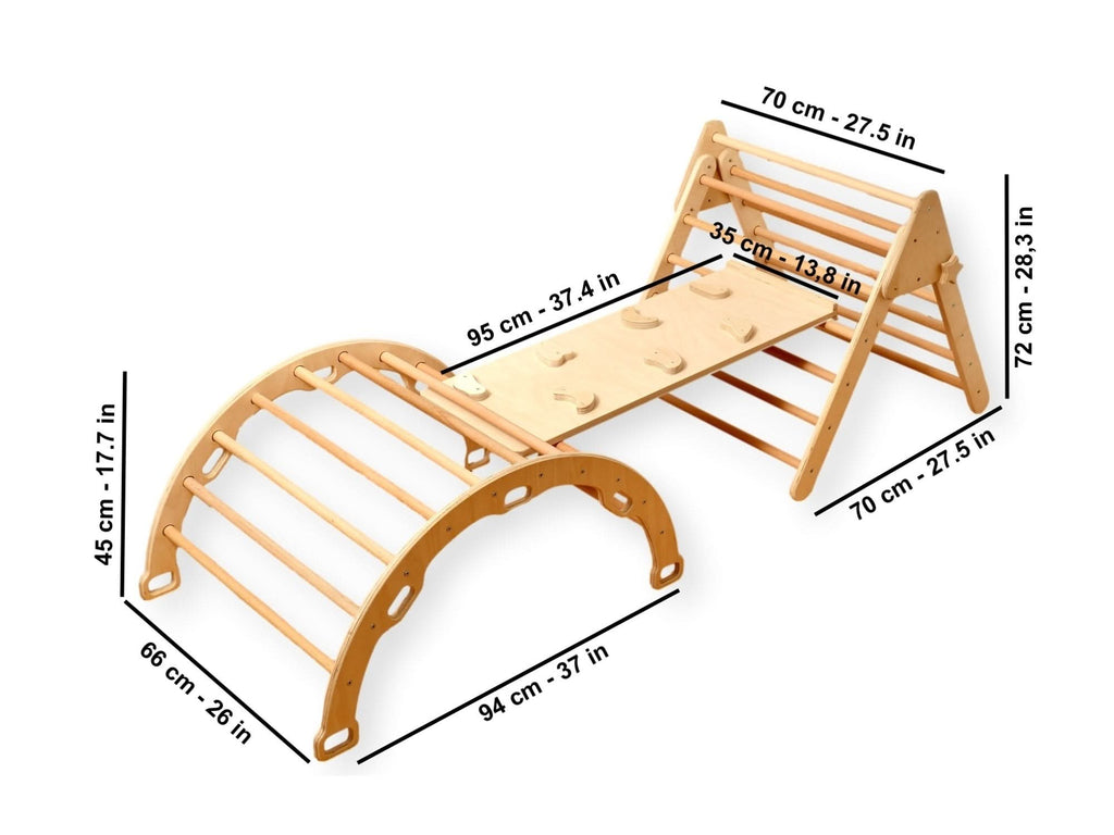 Montessori Indoor Playground | Pikler Triangle & Climbing Arch & 2in1 Ramp & Pillow