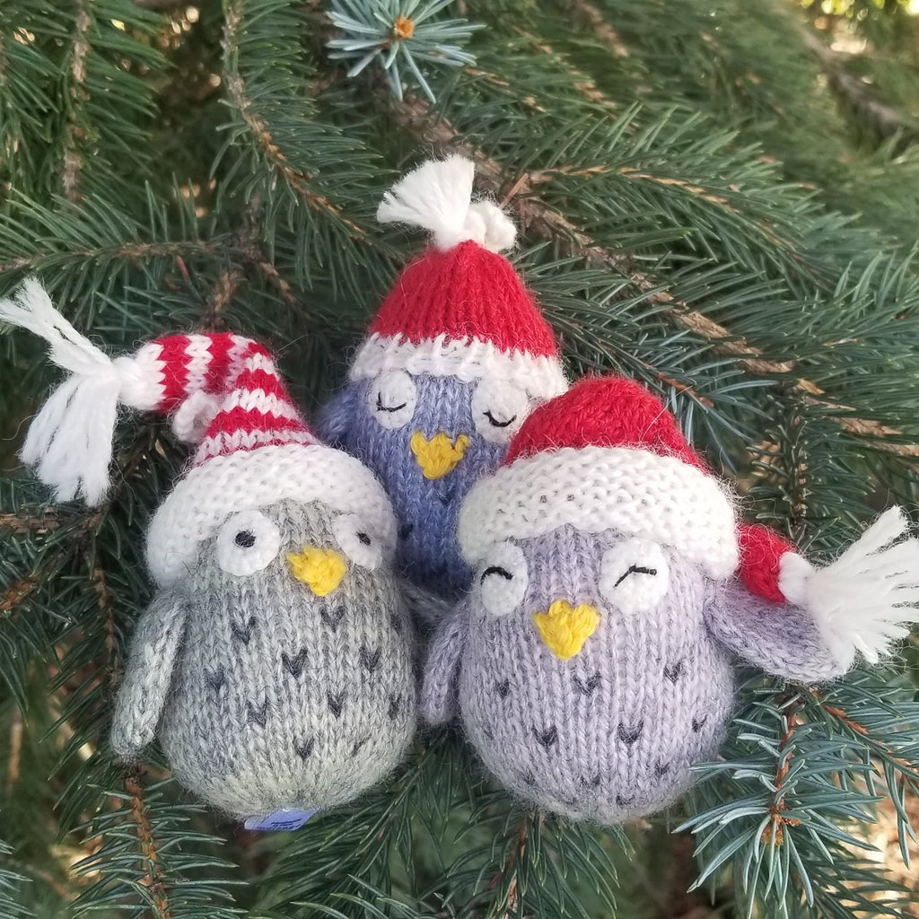 Owls with Hats Ornament- set of 3