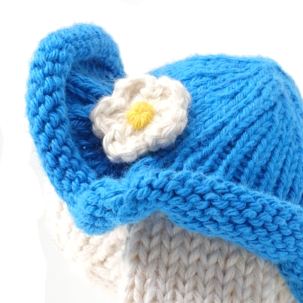 White Bunny with Blue Sun Hat