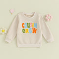 Toddler Baby Kids Boys Girls Fuzzy Letter Embroidery Cousin Crew Matching Long Sleeve Round Neck Pullover Loose Top