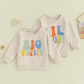 Baby Toddler Kids Girls Boys Matching Outfits Letter Print Big Lil Cousin Long Sleeve Crewneck Top