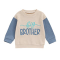 Toddler Kids Big Brother / Sister Pullover Letter Embroidery Round Neck Contrasting Color Long Sleeve Waffle Top