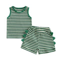 Baby Toddler Boys 2Pcs Striped Dinosaur Outfit O-Neck Sleeveless Tank Top Elastic Waist Shorts with Pockets Set