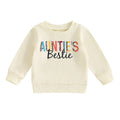 Baby Toddler Girl Auntie's Bestie Casual Letter Print Crew Neck Long Sleeve Pullover Top