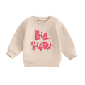 Toddler Kids Girls Big Sister Long Sleeve Crewneck Letter Embroidery Loose Fit Pullover Top