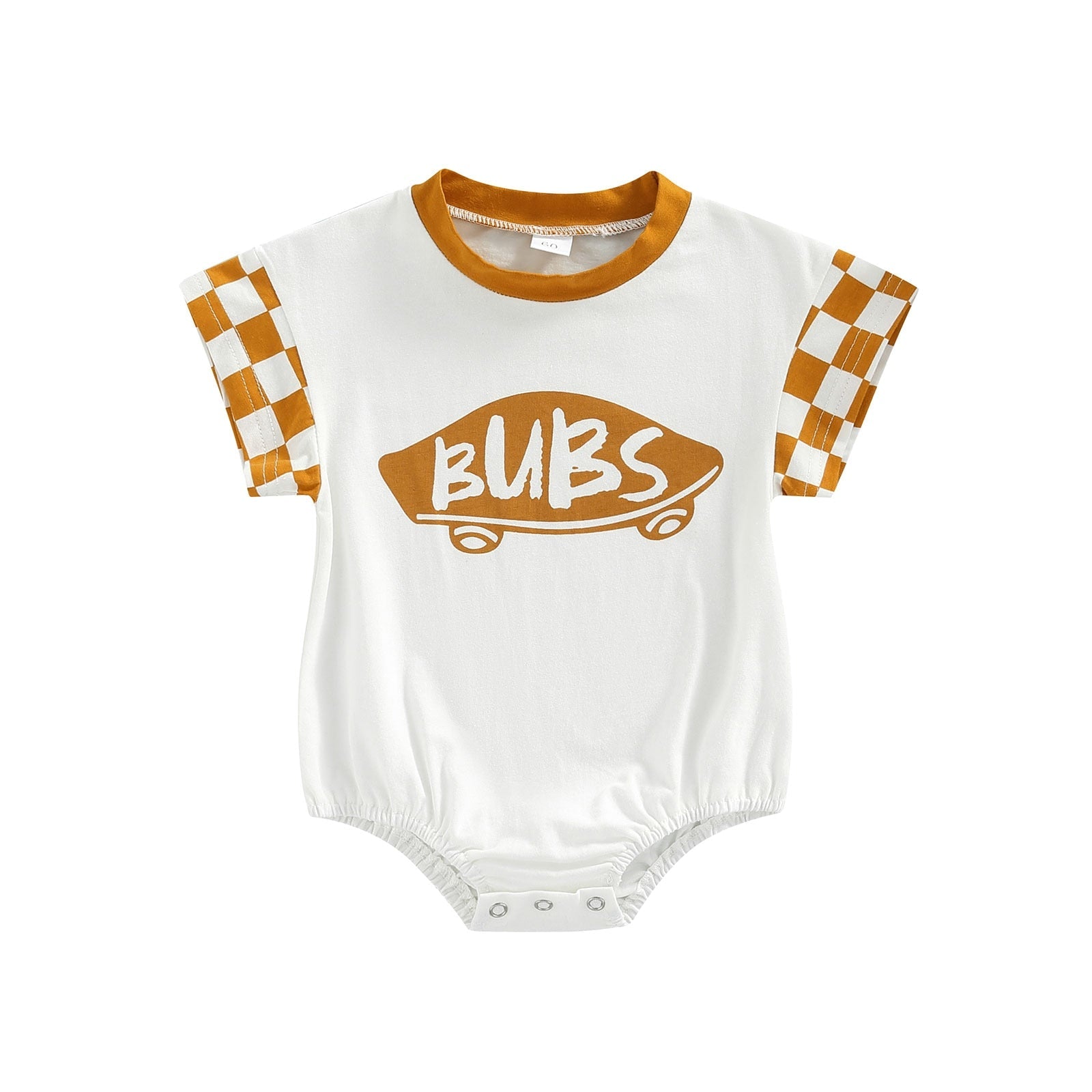 Bubs Checkered Infant Baby Girl Boy Plaid Short Sleeve Romper