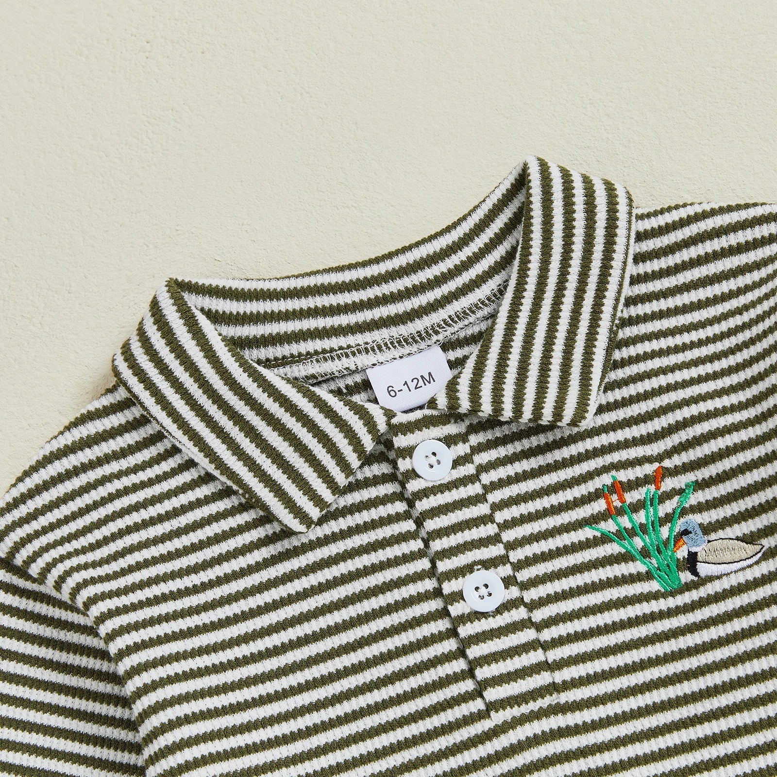 Baby Toddler Boys 2Pcs Long Sleeve Embroidery Duck Top with Striped Pants Infant Clothes Set