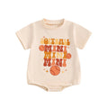 Baby Boys Girls Softball Mini Letter Baseball Print Romper Short Sleeve Round Neck Jumpsuit
