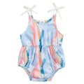 Baby Girls Summer Romper Flower/Butterfly Print Bow Tie Strap Tank Top Sleeveless Round Neck Jumpsuit