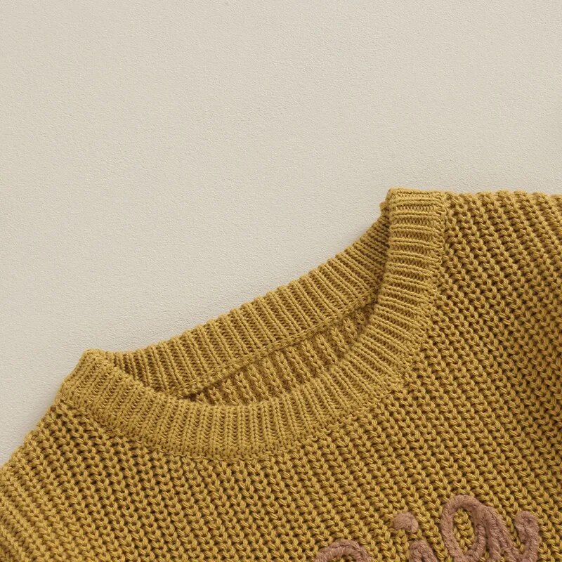 Toddler Kids Boys Sweaters Cotton Long Sleeve Letter Embroidery Big Brother Pullover Loose Knitwear Top