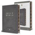 KJV Holy Bible, Giant Print Thinline Large Format, Gray Premium Imitation Leather with Ribbon Marker, Red Letter, and Thumb Index