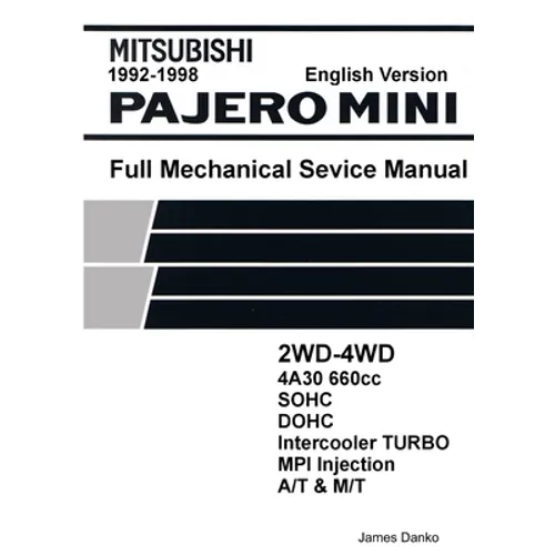 Mitsubishi Pajero Mini 660cc English Mechanical Factory Service Manual