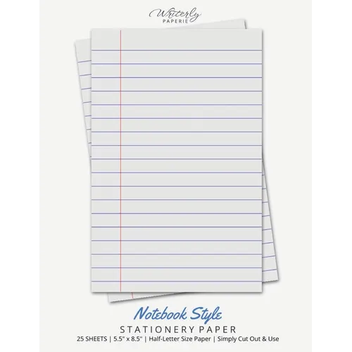 Notebook Style Stationery Paper: Half Letter Size Paper, Note Taking Style, Letter Writing Paper, 25-sheets
