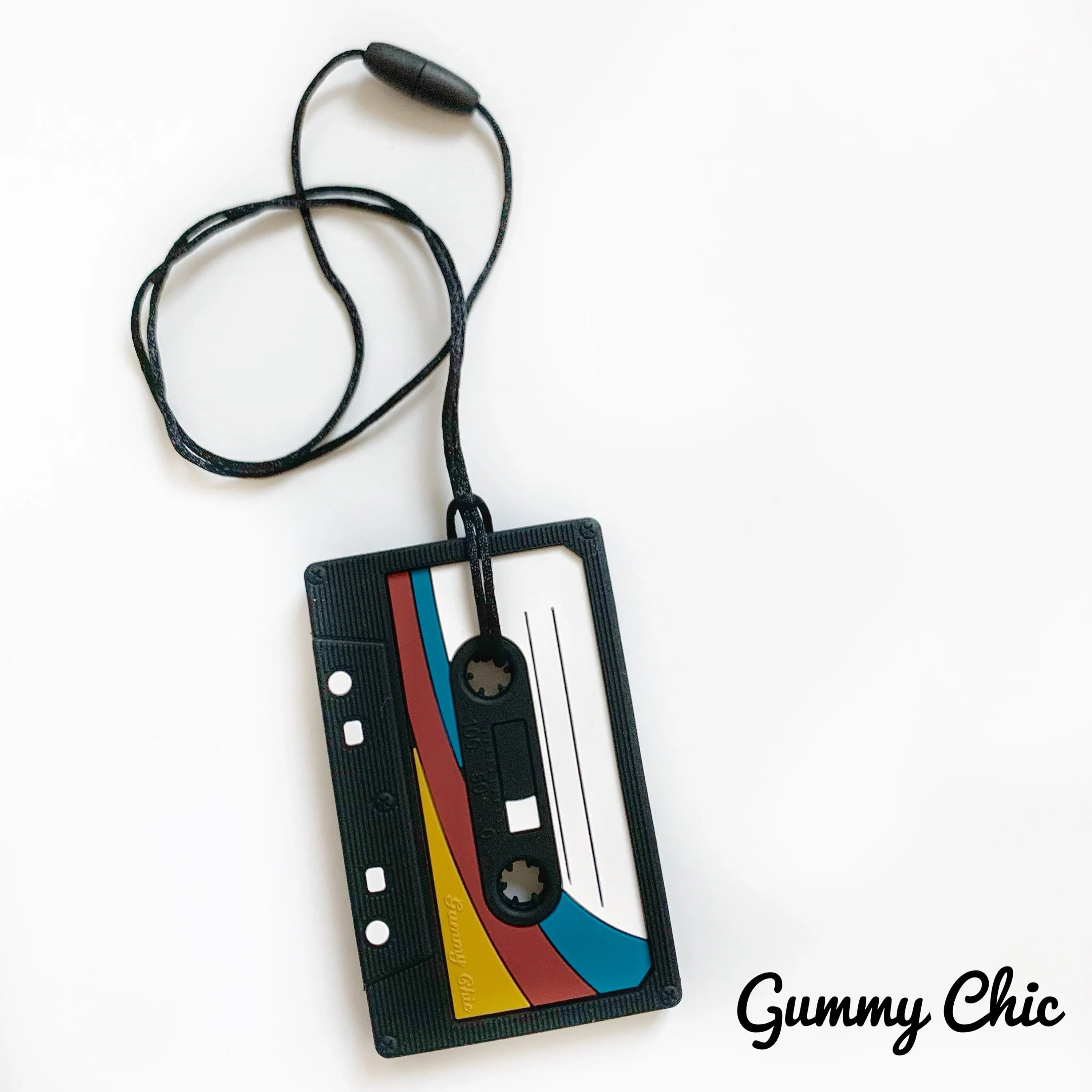 Bestseller Cassette Tape Teether - Fun Sensory Chew Pendant for Kids - Gummy Chic