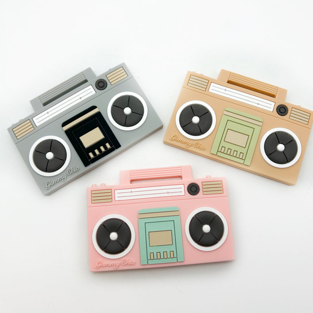 Boom Box Teether Silicone Clip on Teether
