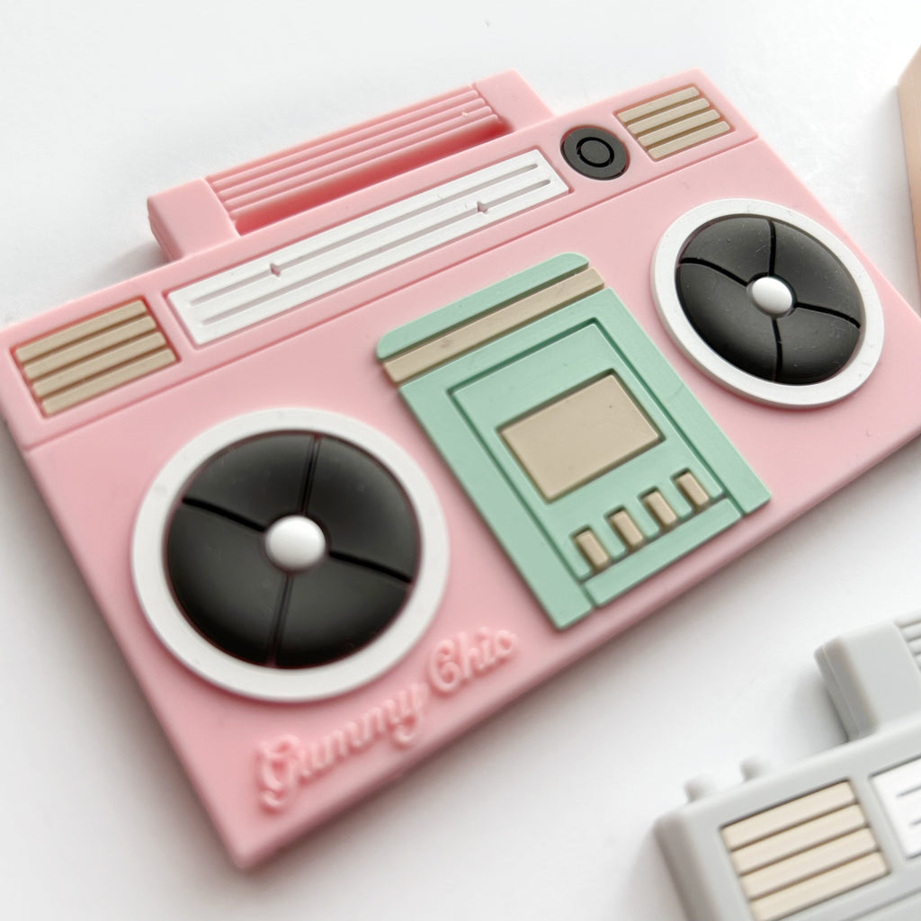 Boom Box Teether Silicone Clip on Teether