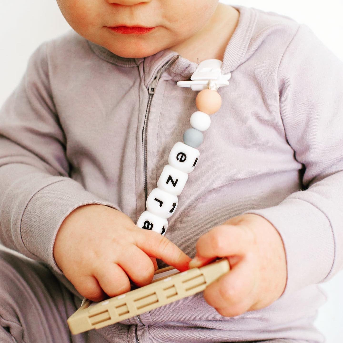Personalized Cassette Tape Teether - Limited Edition Baby Pacifier Clip & Teether Leash
