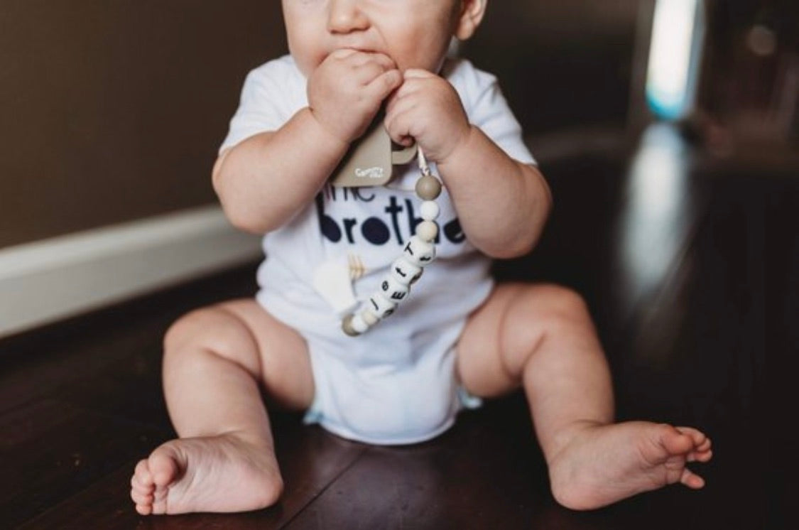 Personalized Cassette Tape Teether - Limited Edition Baby Pacifier Clip & Teether Leash