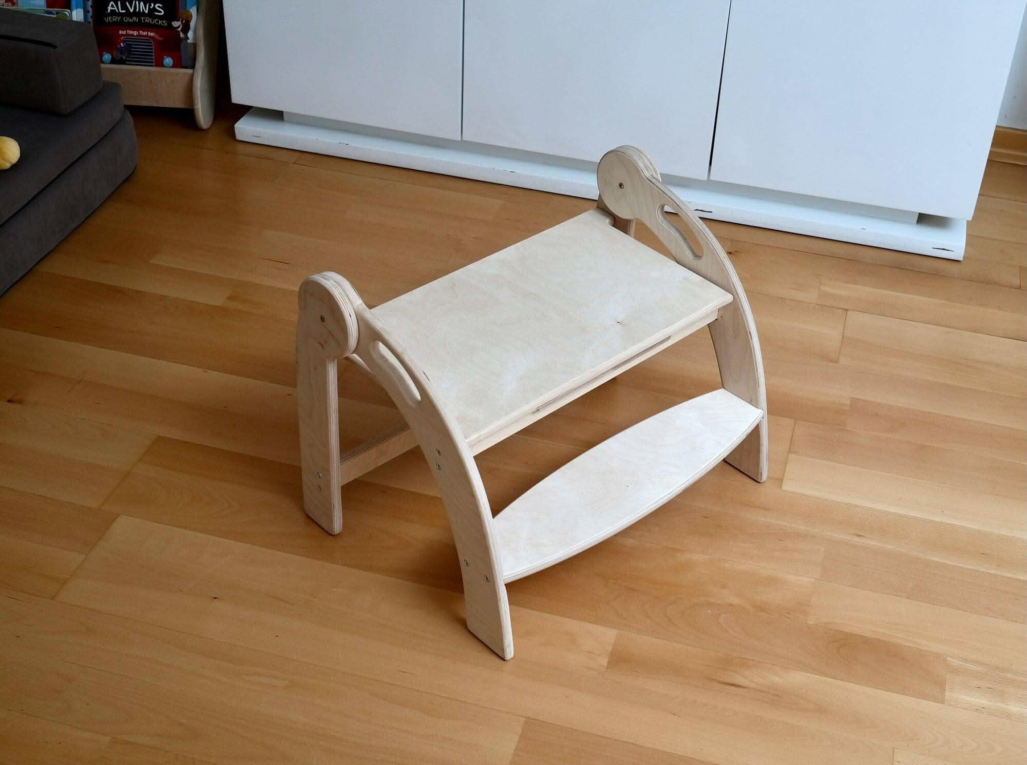 Twins Montessori Kitchen Stool - Wooden Step Stool for Kids