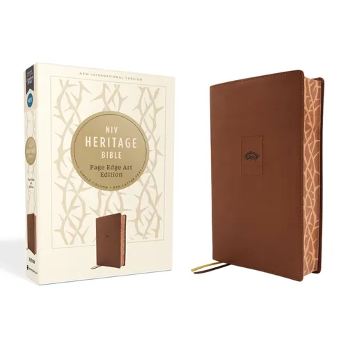 Niv, Heritage Bible, Page Edge Art Edition, Leathersoft, Brown, Red Letter, Comfort Print