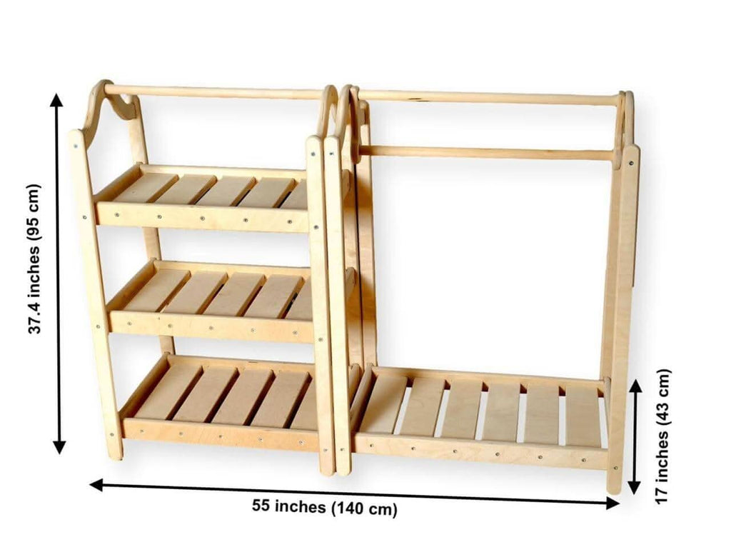 Montessori Wooden Wardrobe Set: Ideal Child Clothing Organizer